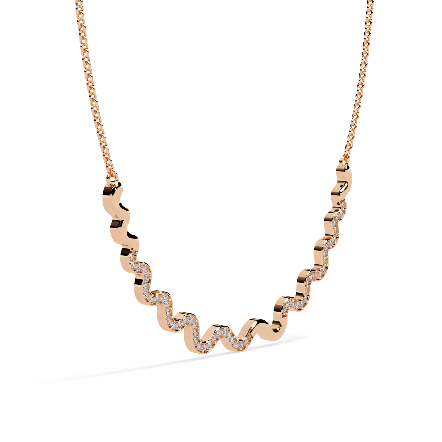 18K Solid Rose Gold  Round Cut Lab Grown And Natural Diamond Art Deco Vintage Antique Cluster Necklace For Anniversary