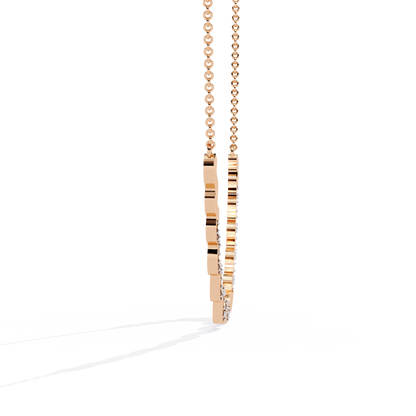 18K Solid Rose Gold  Round Cut Lab Grown And Natural Diamond Art Deco Vintage Antique Cluster Necklace For Anniversary