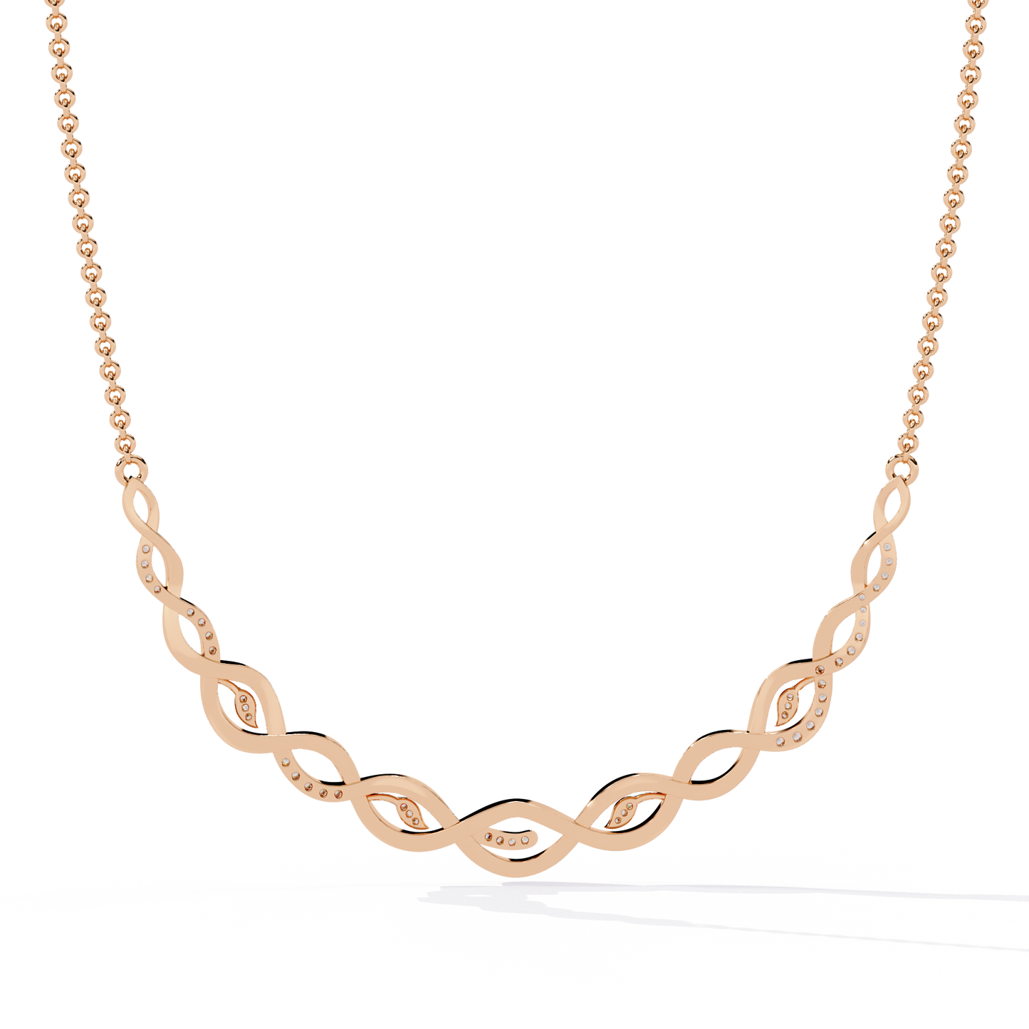 Twisted Round Cut 14k Solid Gold Lab Grown And Natural Diamond Antique Minimalist Party Wear Diamond Necklace Gift For Her