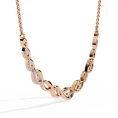 Twisted Round Cut 14k Solid Gold Lab Grown And Natural Diamond Antique Minimalist Party Wear Diamond Necklace Gift For Her