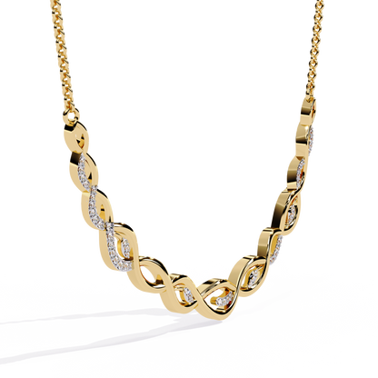 Twisted Round Cut 14k Solid Gold Lab Grown And Natural Diamond Antique Minimalist Party Wear Diamond Necklace Gift For Her