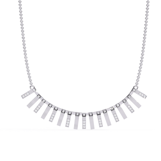 Round Cut Antique Natural And Lab Grown Diamond 14k Solid White Gold  Minimalist Handmade Vintage Anek Necklace