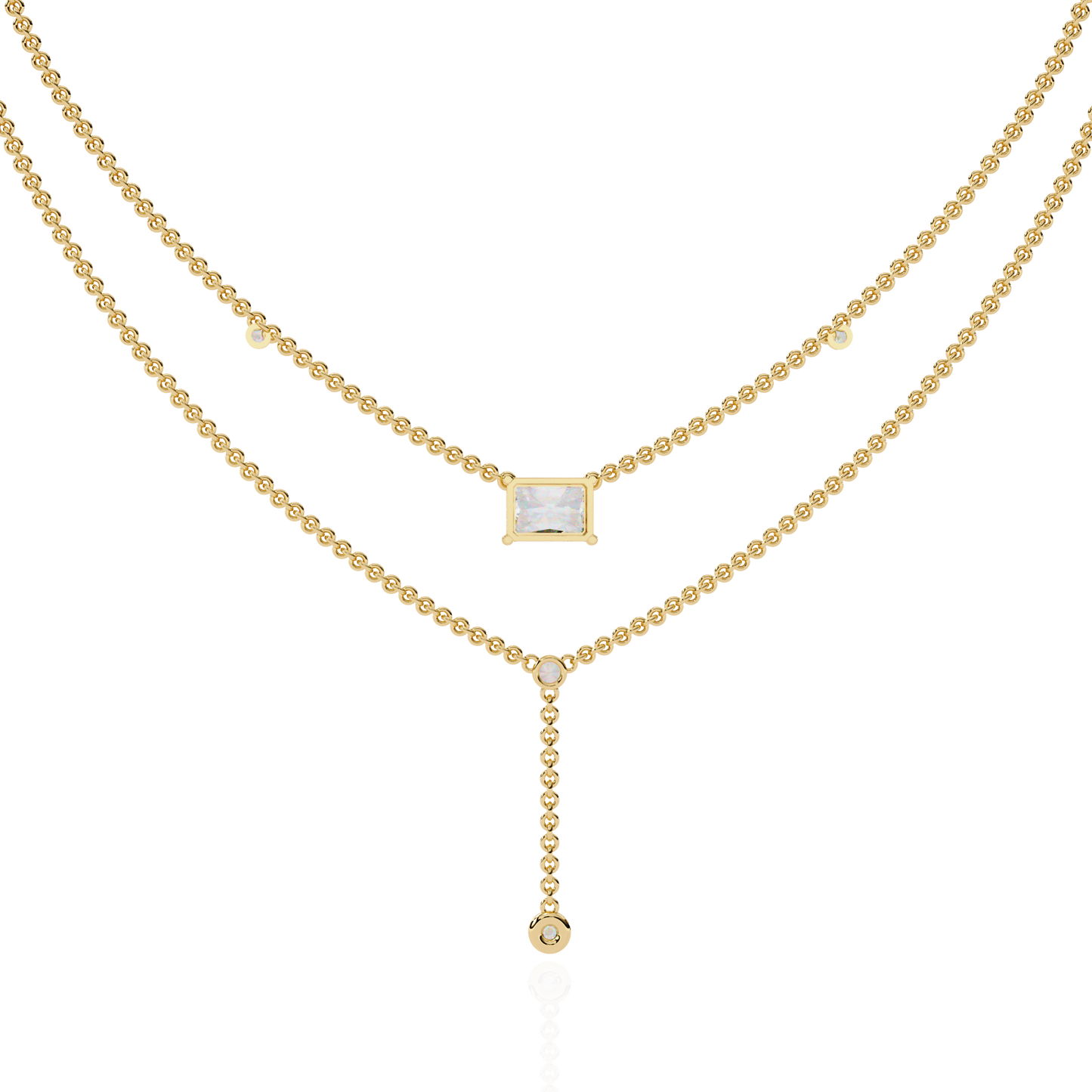 18k Solid Gold Radiant And Round 1.72 Ct Cut Lab Grown Diamond Elegant Solitaire Cluster Daily Wear Necklace