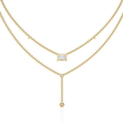 18k Solid Gold Radiant And Round 1.72 Ct  Cut Lab Grown Diamond Elegant Solitaire Cluster Daily Wear Necklace