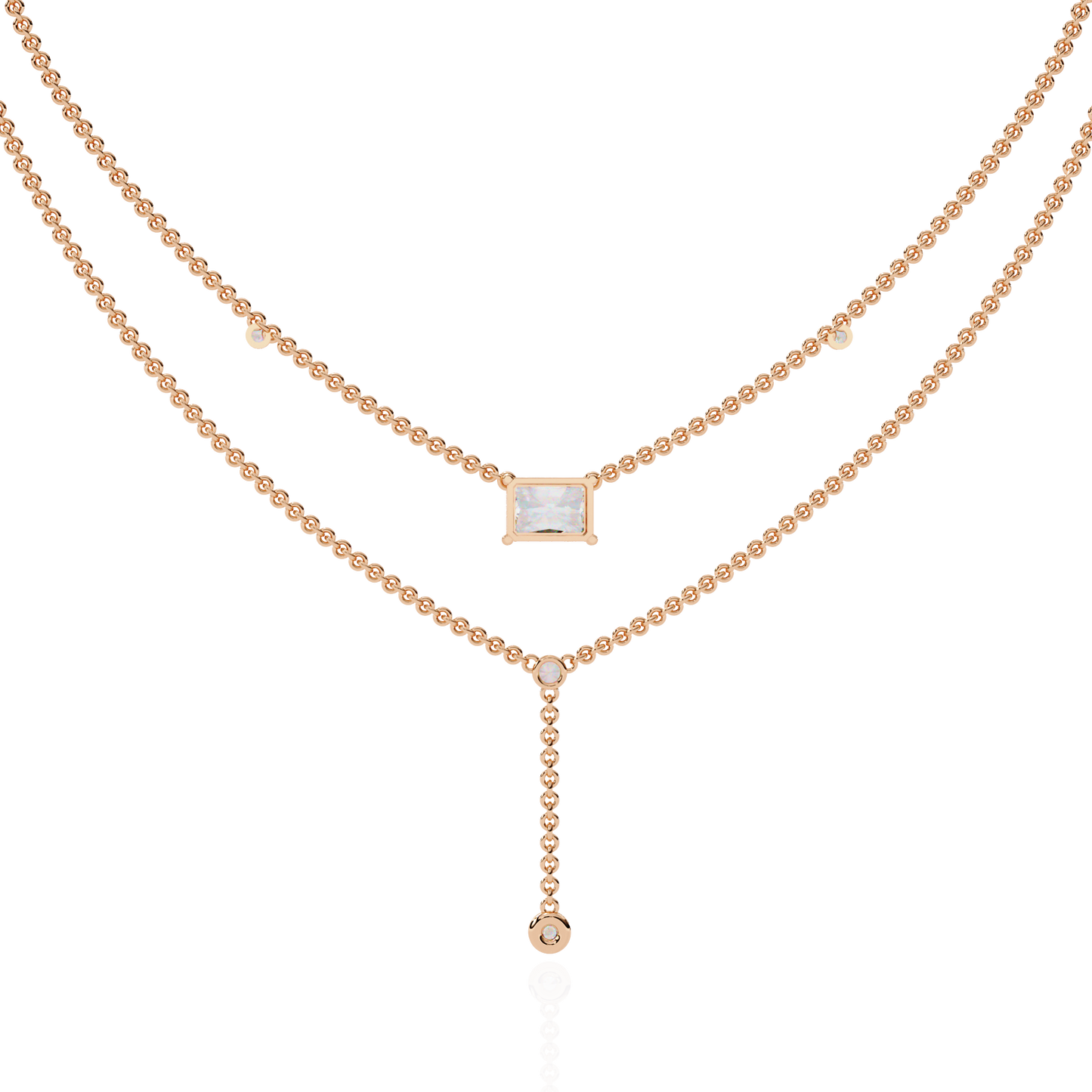 18k Solid Gold Radiant And Round 1.72 Ct Cut Lab Grown Diamond Elegant Solitaire Cluster Daily Wear Necklace