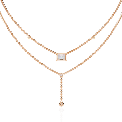 18k Solid Gold Radiant And Round 1.72 Ct  Cut Lab Grown Diamond Elegant Solitaire Cluster Daily Wear Necklace