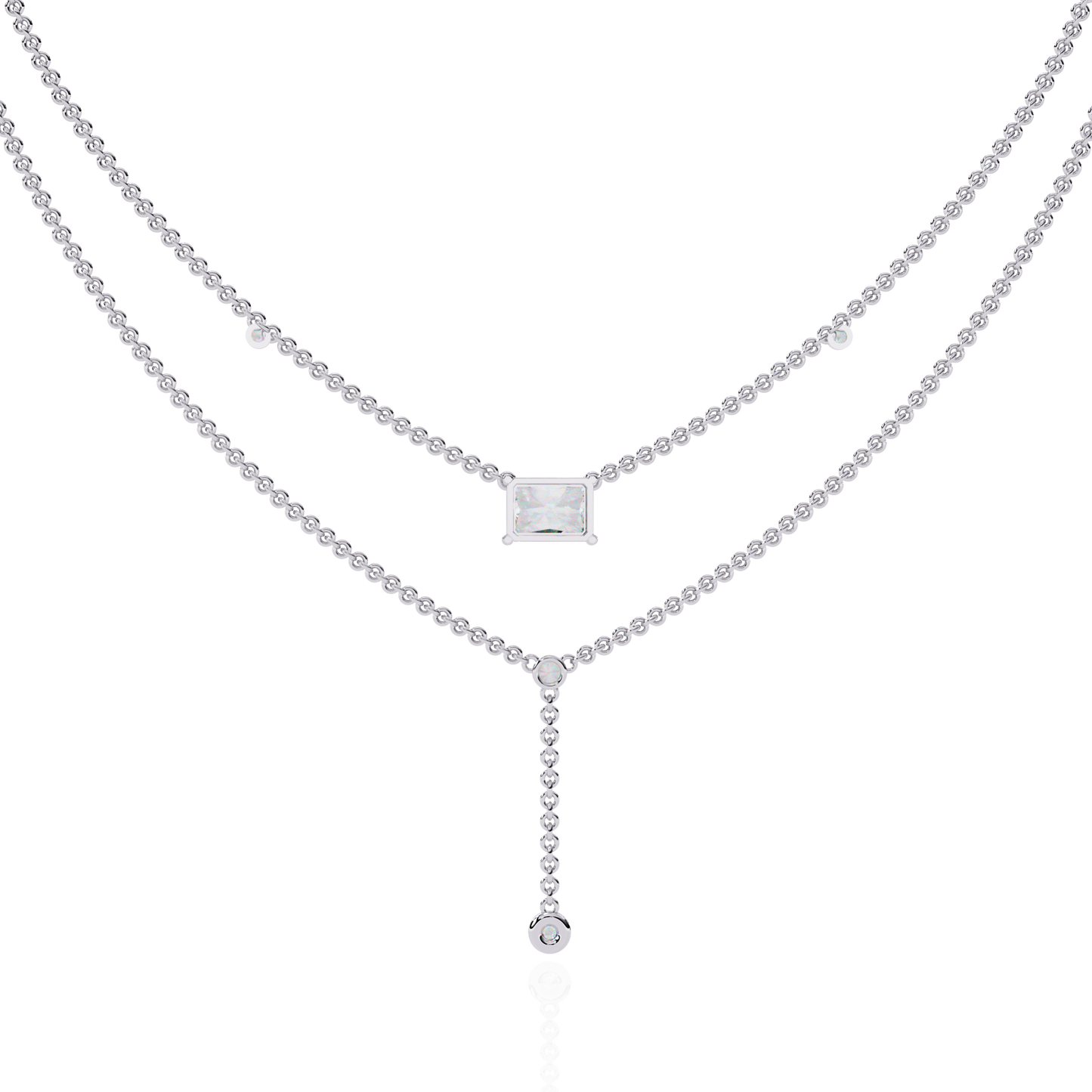 18k Solid Gold Radiant And Round 1.72 Ct Cut Lab Grown Diamond Elegant Solitaire Cluster Daily Wear Necklace