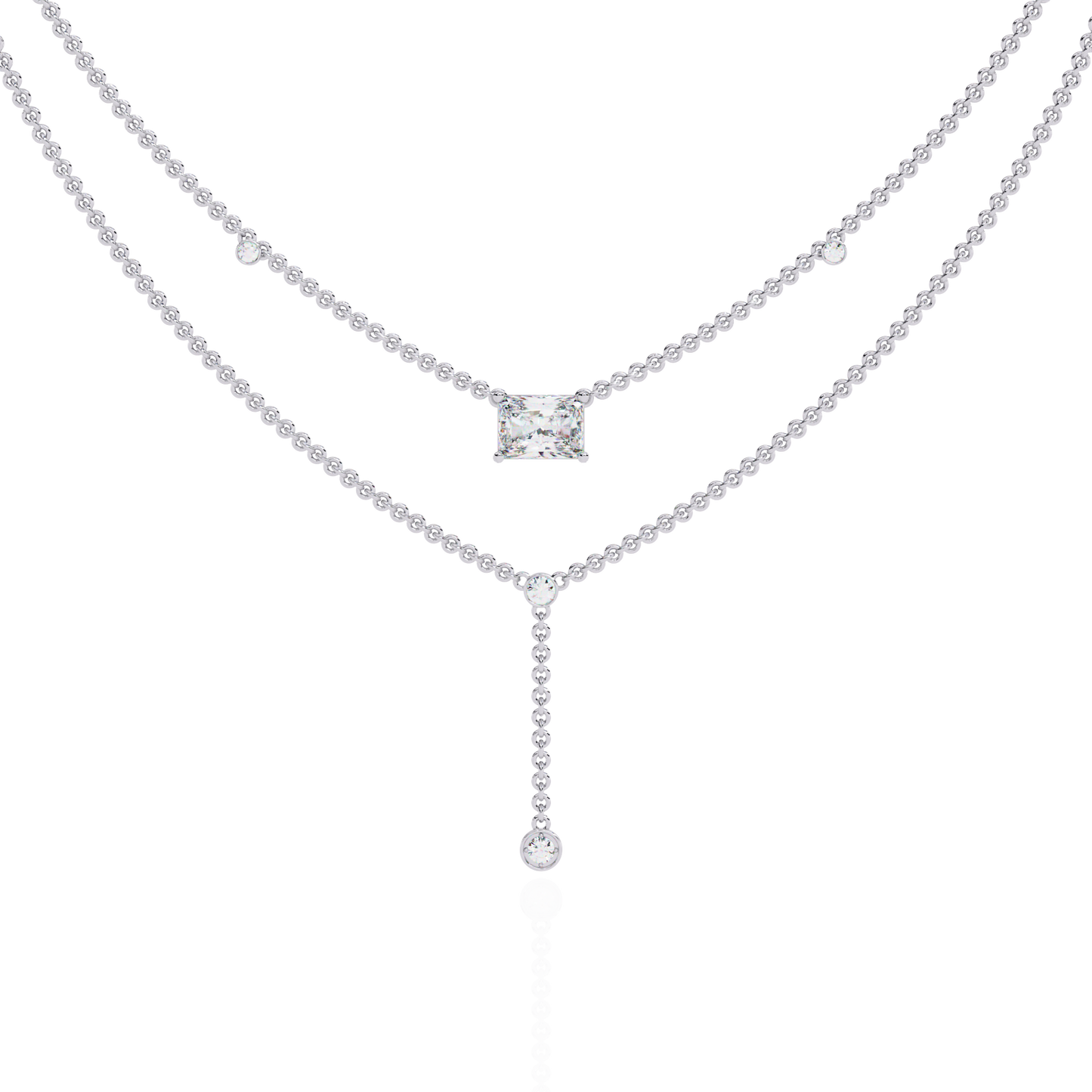 18k Solid Gold Radiant And Round 1.72 Ct Cut Lab Grown Diamond Elegant Solitaire Cluster Daily Wear Necklace