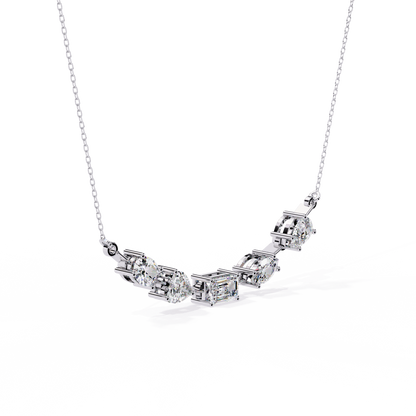 2.81 Ct Multi Shape Lab Grown 14k White Gold Minimalist Dainty Necklace Gift For Her