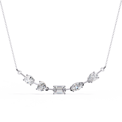 2.81 Ct Multi Shape Lab Grown 14k White Gold Minimalist Dainty Necklace Gift For Her