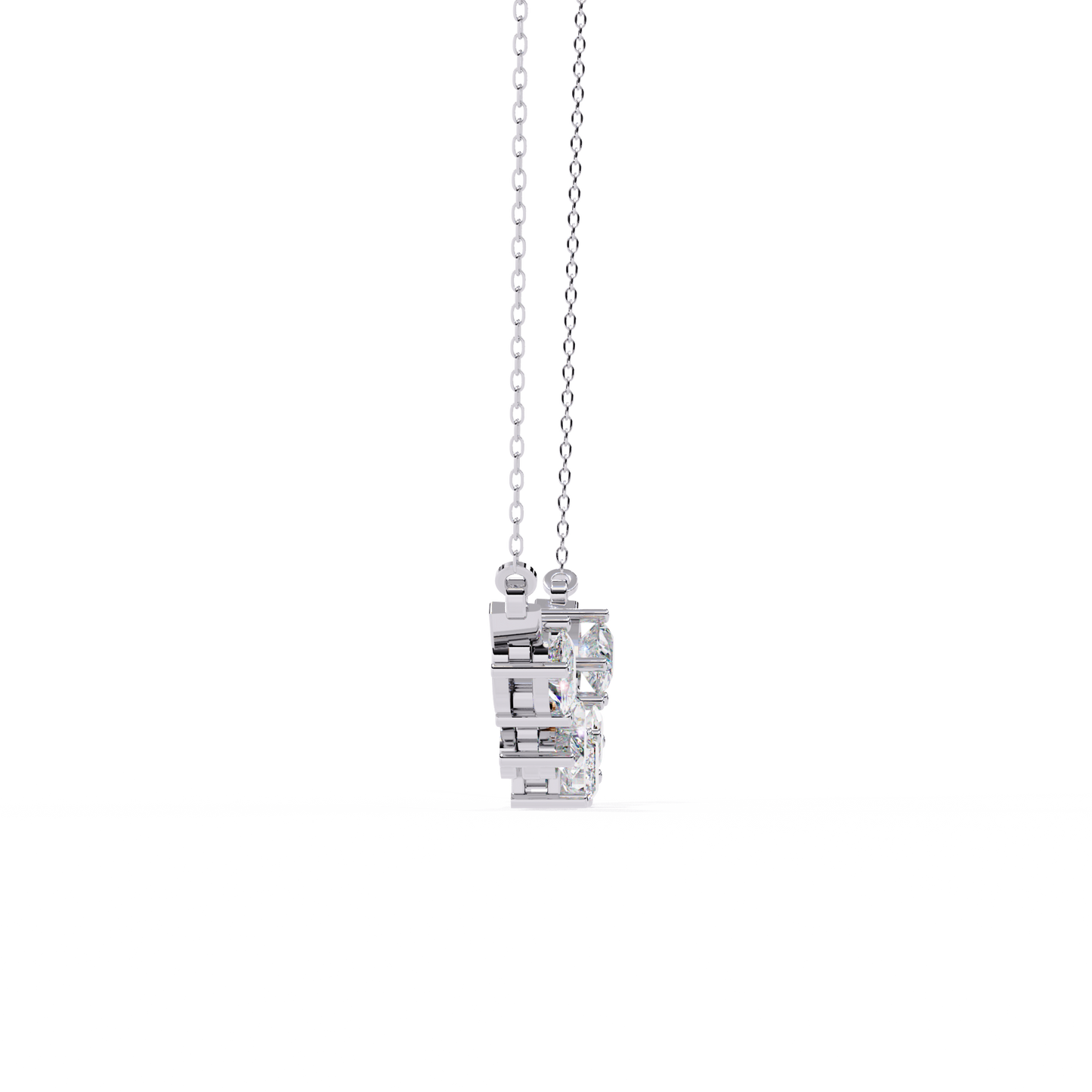 2.81 Ct Multi Shape Lab Grown Diamond 14k White Gold Unique Elegant Minimalist Dainty Necklace Gift For Wife