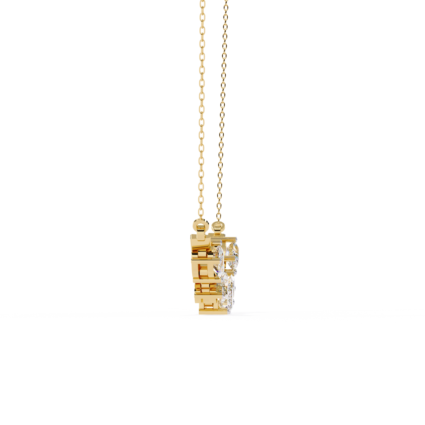 2.81 Ct Multi Shape Lab Grown Diamond 14k White Gold Unique Elegant Minimalist Dainty Necklace Gift For Wife