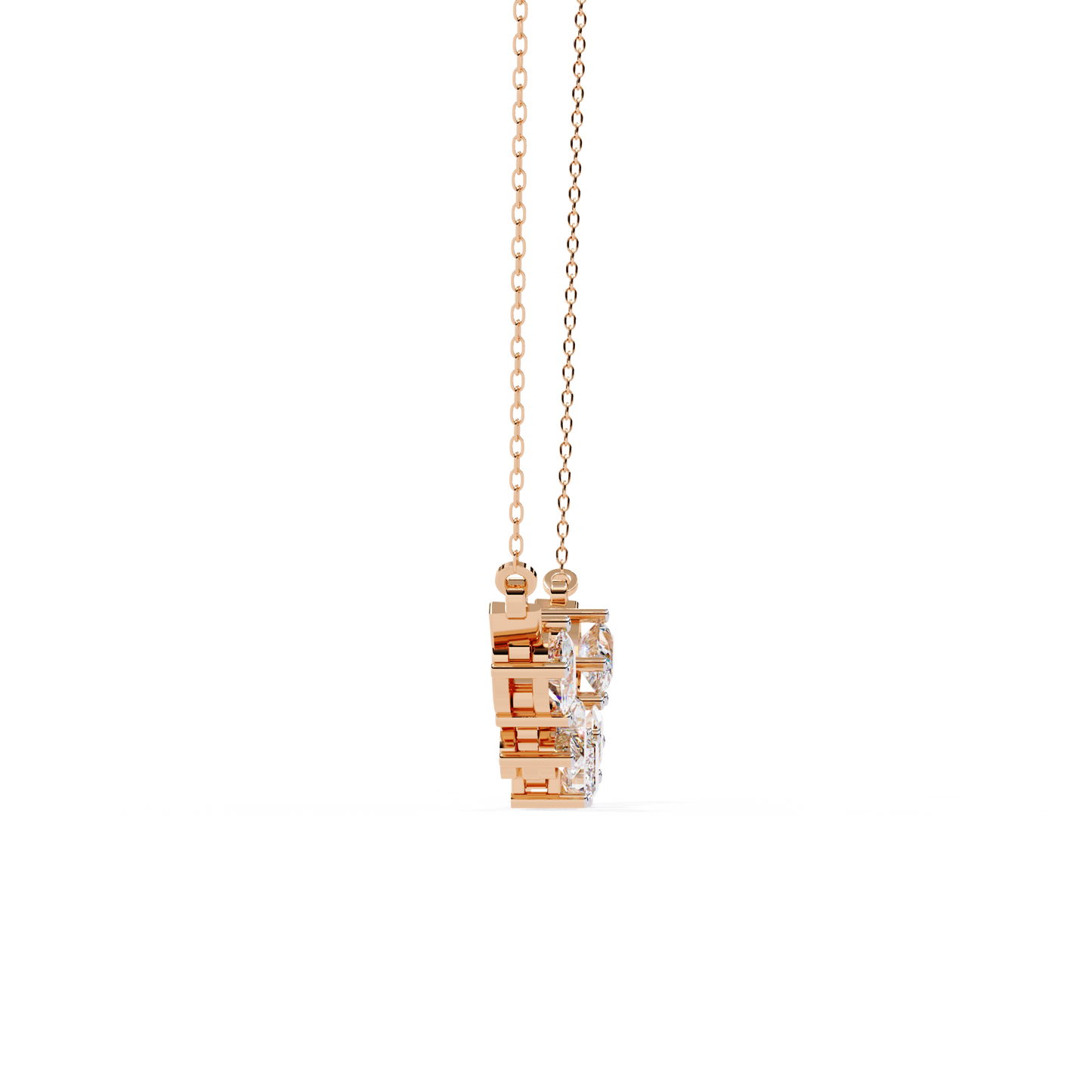 2.81 Ct Multi Shape Lab Grown Diamond 14k White Gold Unique Elegant Minimalist Dainty Necklace Gift For Wife