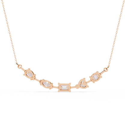 2.81 Ct Multi Shape Lab Grown 14k White Gold Minimalist Dainty Necklace Gift For Her