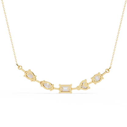 2.81 Ct Multi Shape Lab Grown 14k White Gold Minimalist Dainty Necklace Gift For Her