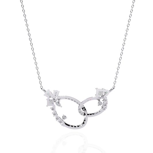 Princess, Marquise, Pear & Round Shapes Lab Grown  Diamond Art Deco  Stunning Classic Wedding Necklace For Women's