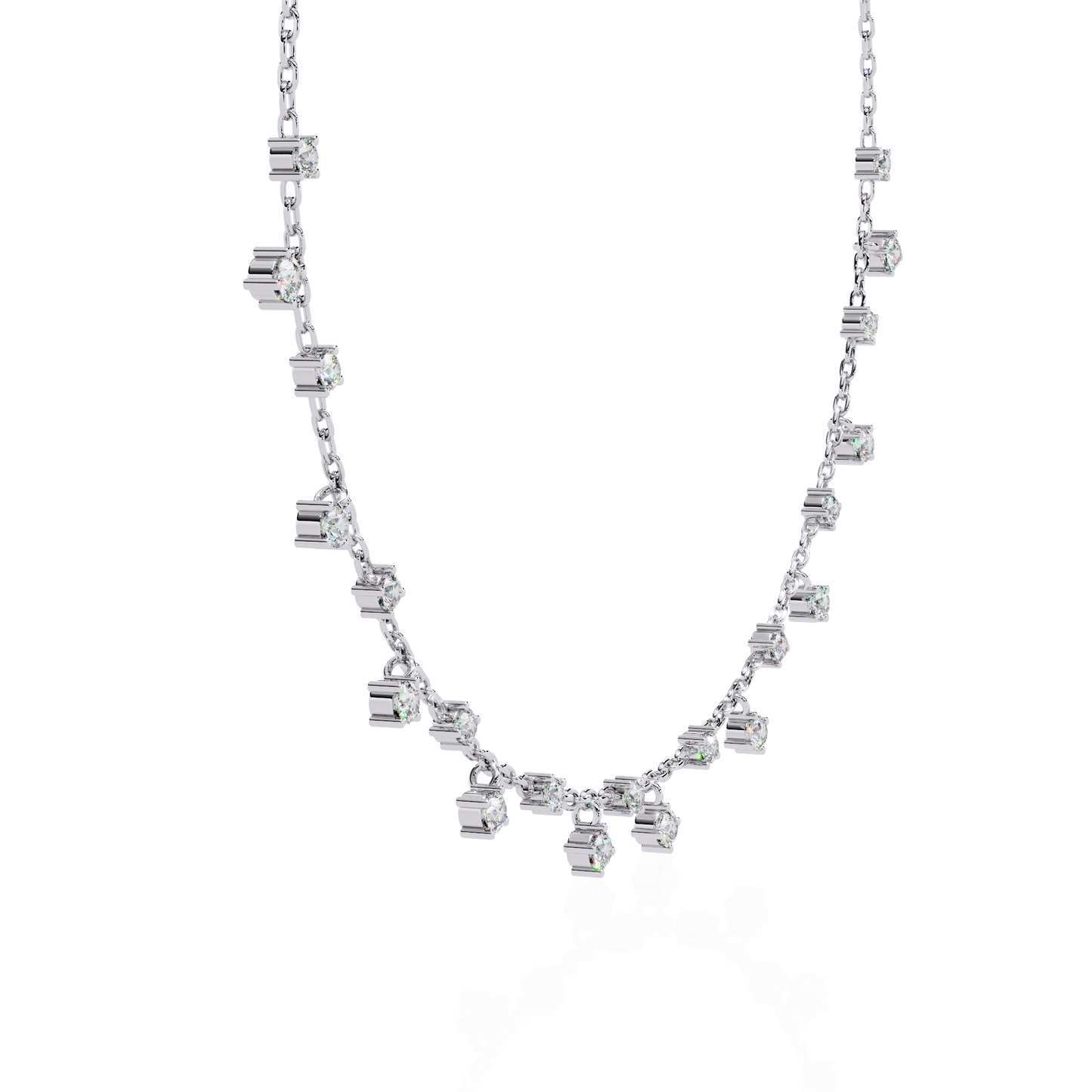 Round Cut natural & Lab Grown Diamond Art Deco Prong Set Antique Graduation Necklace for Her