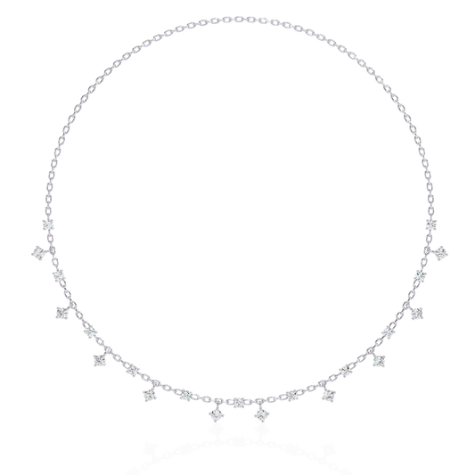 Round Cut natural & Lab Grown Diamond Art Deco Prong Set Antique Graduation Necklace for Her