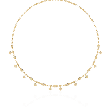 Round Cut natural & Lab Grown Diamond Art Deco Prong Set Antique Graduation Necklace for Her