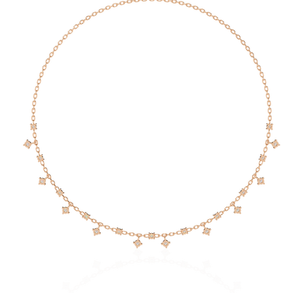 Round Cut natural & Lab Grown Diamond Art Deco Prong Set Antique Graduation Necklace for Her