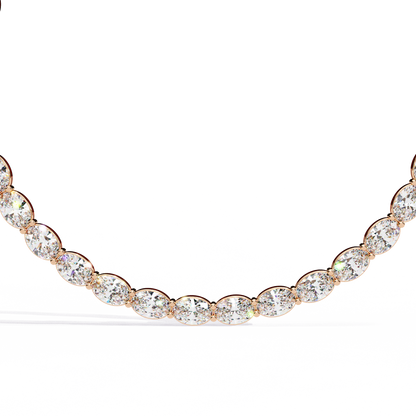 6.20 Ct Oval Cut Lab Grown And Natural Diamond Channel Set Unique Art Deco Tennis  Necklace For Annivary