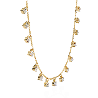 Round Cut Lab Grown and Natural Diamond Elegant Dainty Cluster Minimalist Classic Necklace