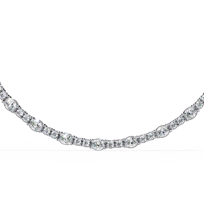 10k Solid Rose Gold Oval & Round Cut 7.35 Ct Lab Grown & Natural Minimalist Classic Diamond Necklace For Her