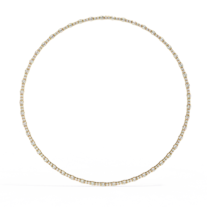 10k Solid Rose Gold Oval & Round Cut 7.35 Ct Lab Grown & Natural Minimalist Classic Diamond Necklace For Her