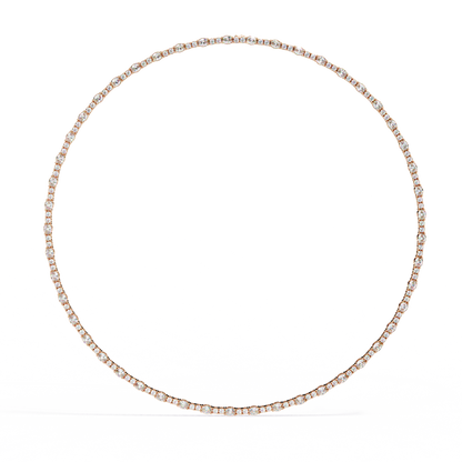 10k Solid Rose Gold Oval & Round Cut 7.35 Ct Lab Grown & Natural Minimalist Classic Diamond Necklace For Her
