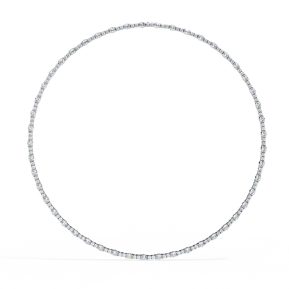 10k Solid Rose Gold Oval & Round Cut 7.35 Ct Lab Grown & Natural Minimalist Classic Diamond Necklace For Her