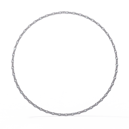 10k Solid Rose Gold Oval & Round Cut 7.35 Ct Lab Grown & Natural Minimalist Classic Diamond Necklace For Her