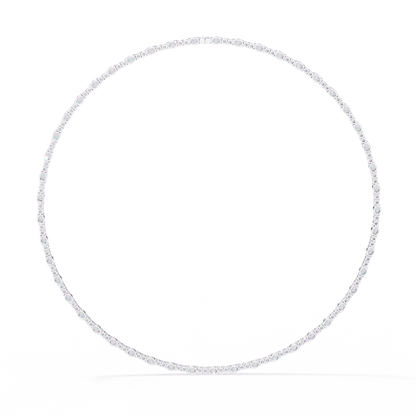 10k Solid Rose Gold Oval & Round Cut 7.35 Ct Lab Grown & Natural Minimalist Classic Diamond Necklace For Her