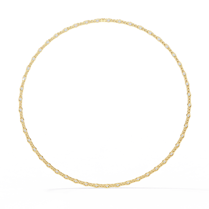 10k Solid Rose Gold Oval & Round Cut 7.35 Ct Lab Grown & Natural Minimalist Classic Diamond Necklace For Her