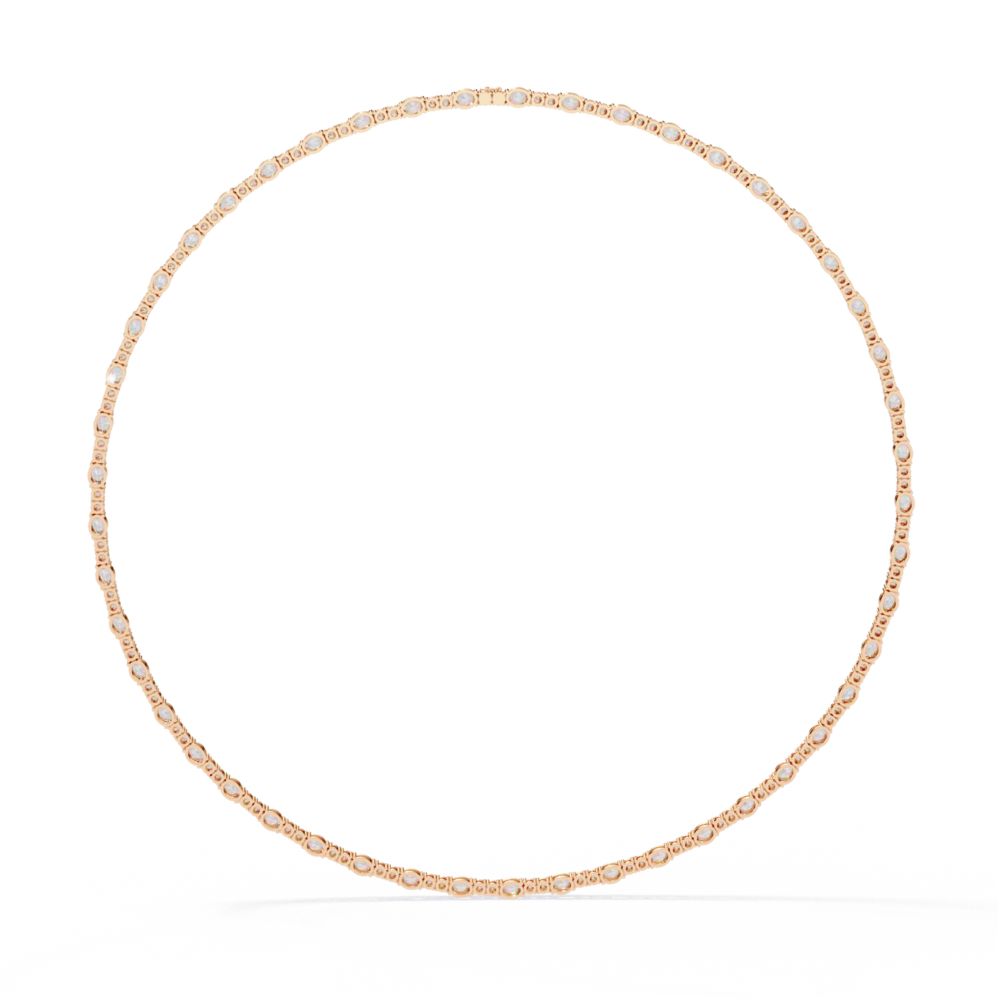 10k Solid Rose Gold Oval & Round Cut 7.35 Ct Lab Grown and Natural Diamond Minimalist Classic Necklace For Her