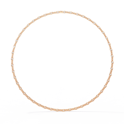 10k Solid Rose Gold Oval & Round Cut 7.35 Ct Lab Grown & Natural Minimalist Classic Diamond Necklace For Her