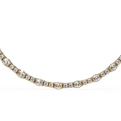 10k Solid Rose Gold Oval & Round Cut 7.35 Ct Lab Grown & Natural Minimalist Classic Diamond Necklace For Her
