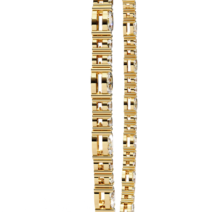 10k Solid Rose Gold Oval & Round Cut 7.35 Ct Lab Grown & Natural Minimalist Classic Diamond Necklace For Her