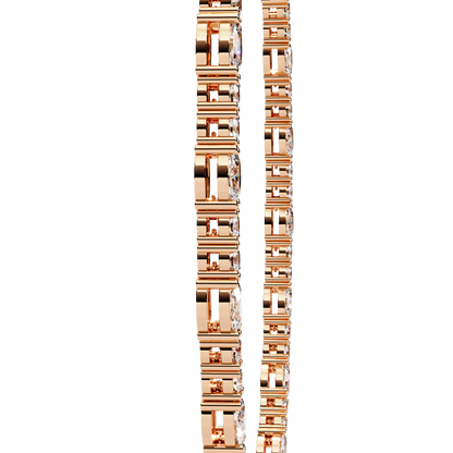 10k Solid Rose Gold Oval & Round Cut 7.35 Ct Lab Grown & Natural Minimalist Classic Diamond Necklace For Her