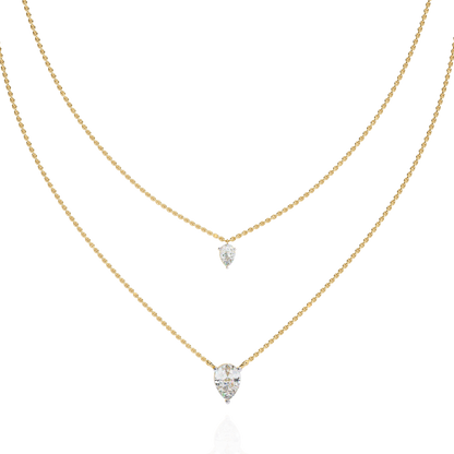 1.46 Ct Pear Cut Lab Grown Diamond Solitaire Unique  Statement Cluster Classic Necklace For birthday