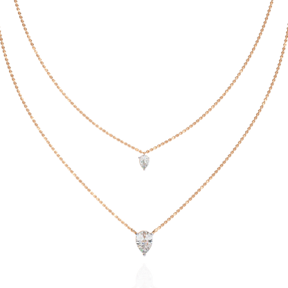 1.46 Ct Pear Cut Lab Grown Diamond Solitaire Unique  Statement Cluster Classic Necklace For birthday