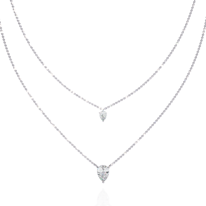 1.46 Ct Pear Cut Lab Grown Diamond Solitaire Unique  Statement Cluster Classic Necklace For birthday
