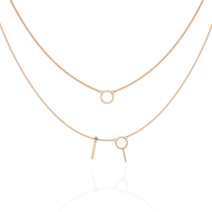 Round Open Circle Key Shape Cut  Lab grown &Natural Diamond 10k Solid White Gold  Layered Dainty Necklace Gift For Mom