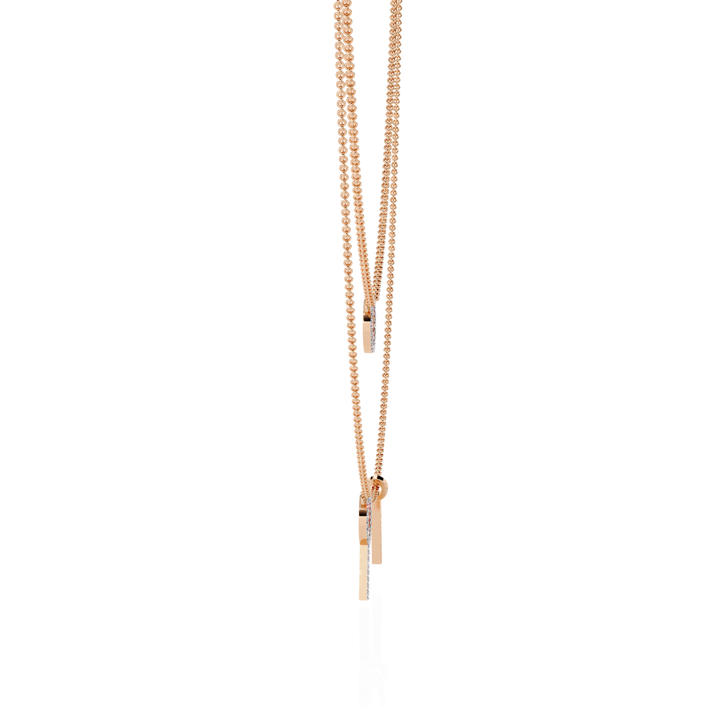 Round Open Circle Key Shape Cut Lab grown &Natural Diamond 10k Solid White Gold Layered Dainty Necklace Gift For Mom