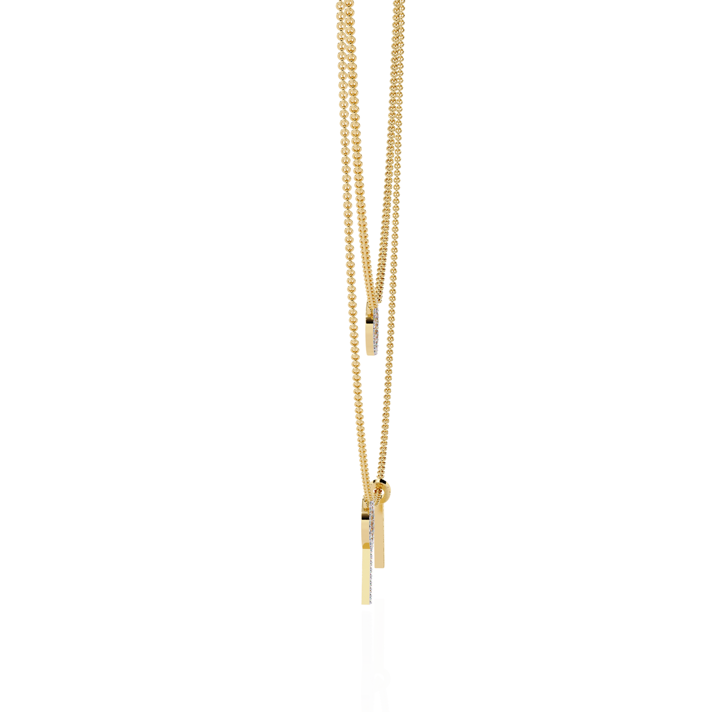Round Open Circle Key Shape Cut Lab grown &Natural Diamond 10k Solid White Gold Layered Dainty Necklace Gift For Mom