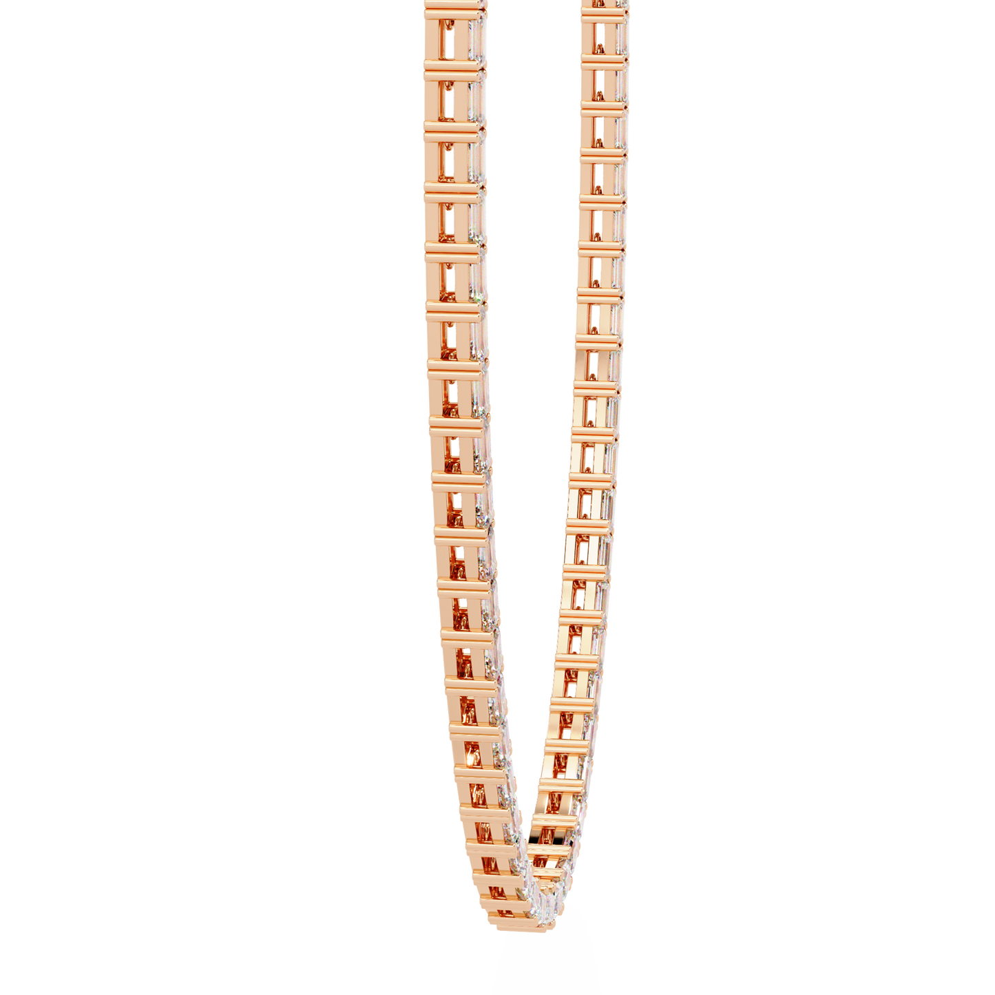 8.12 Ct Emerald Cut Lab Grown Diamond Unique Minimalist Hand Crafted 18k Solid Rose Gold Elegant Look For Women Occasionally Wear Tennis Necklace