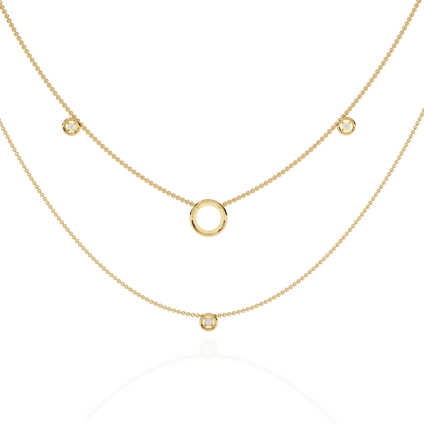 Round Cut Lab grown & Natural  Diamond Halo Style Dainty Simple Daily Wear Multi Layer Necklaces For birthday Surprise Gift