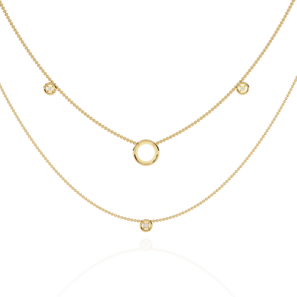 Round Cut Lab grown & Natural  Diamond Halo Style Dainty Simple Daily Wear Multi Layer Necklaces For birthday Surprise Gift