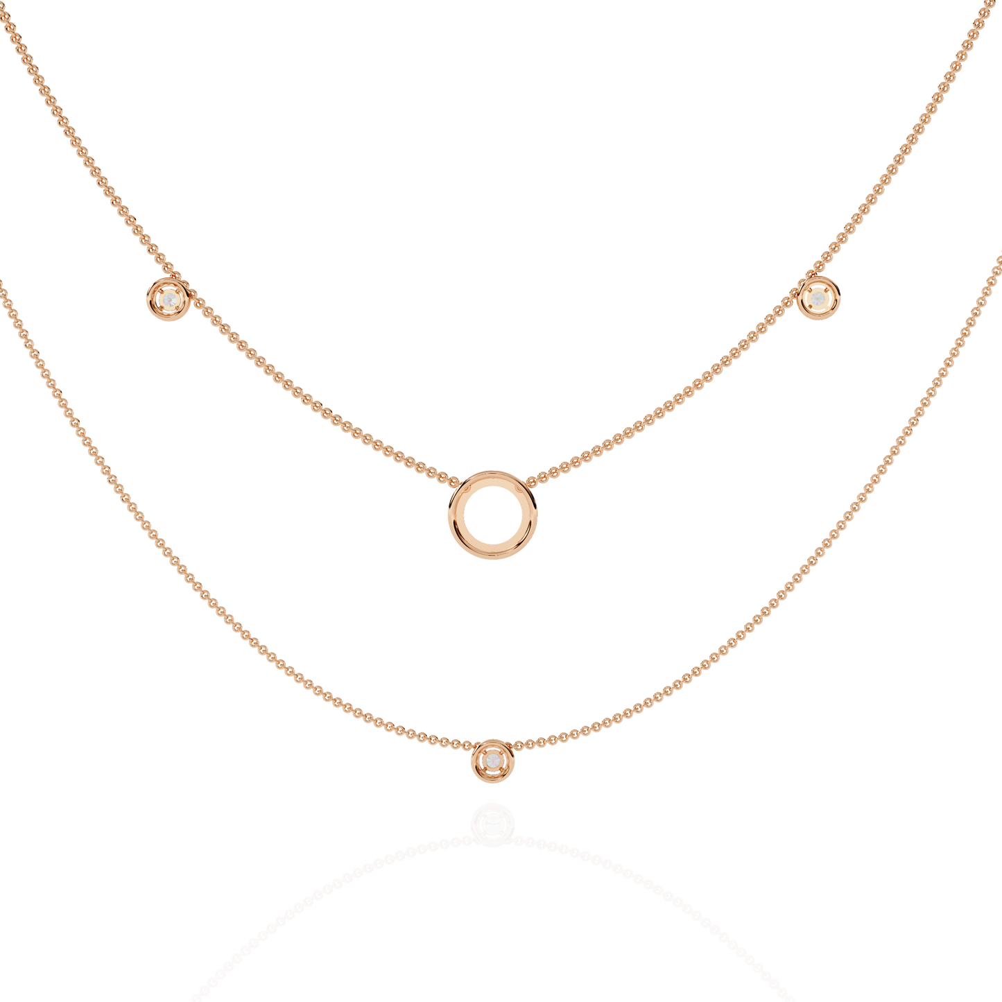 Round Cut Lab grown & Natural Diamond Halo Style Dainty Simple Daily Wear Multi Layer Necklaces For birthday Surprise Gift