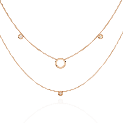 Round Cut Lab grown & Natural  Diamond Halo Style Dainty Simple Daily Wear Multi Layer Necklaces For birthday Surprise Gift