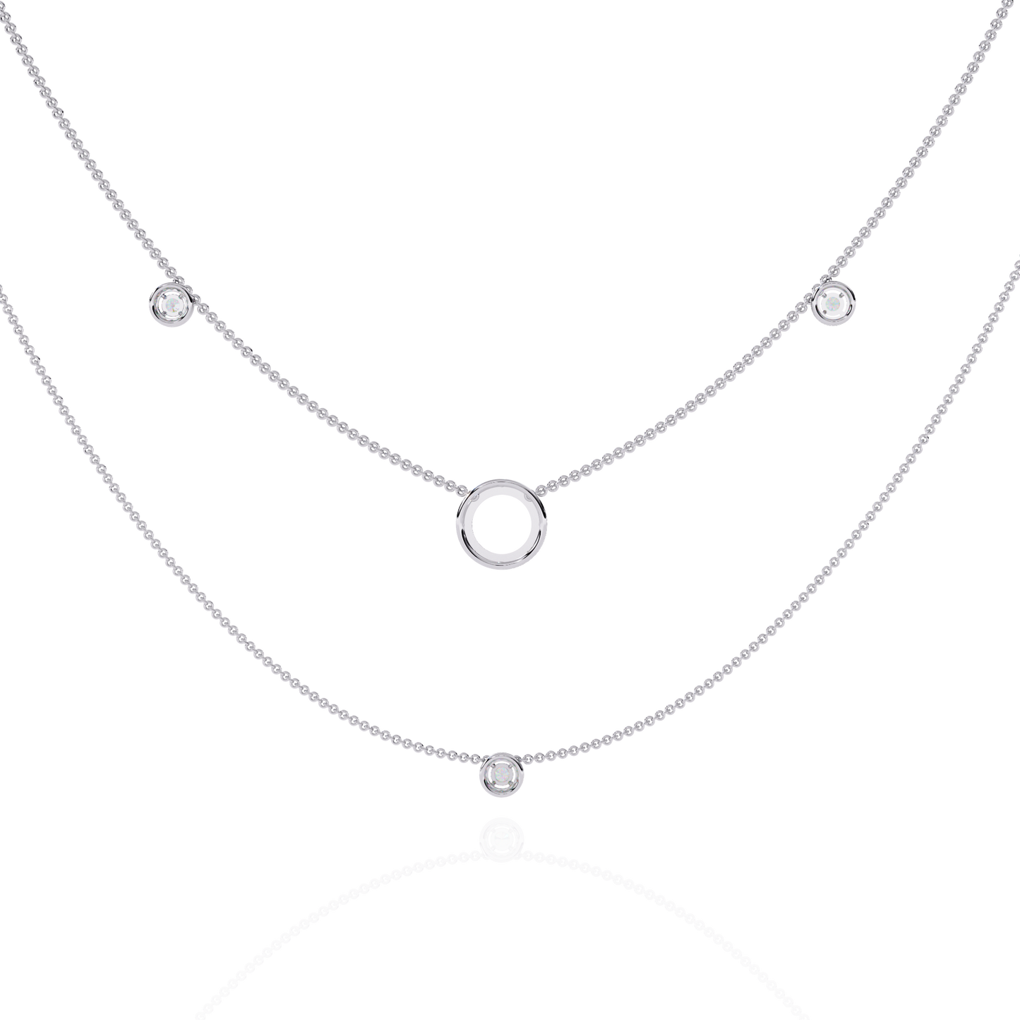 Round Cut Lab grown & Natural Diamond Halo Style Dainty Simple Daily Wear Multi Layer Necklaces For birthday Surprise Gift